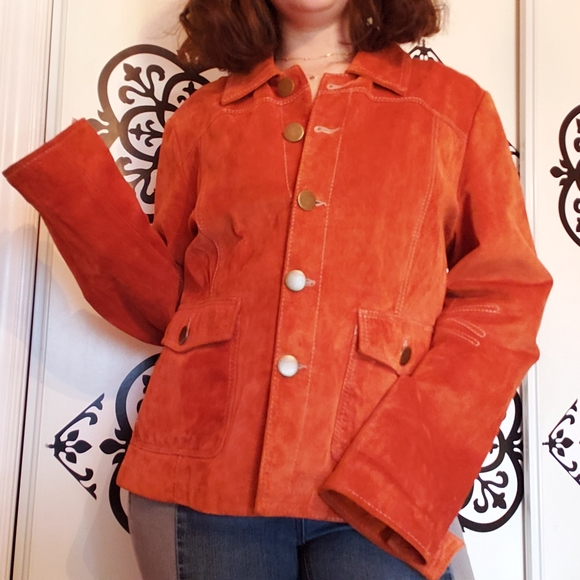90's Danier Leather Jacket Orange - Picture 3 of 12